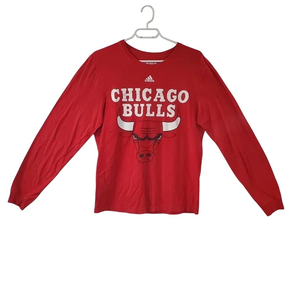 Adidas Chicago Bulls Long Sleeve T Shirt Mens Size Medium Red Basketball